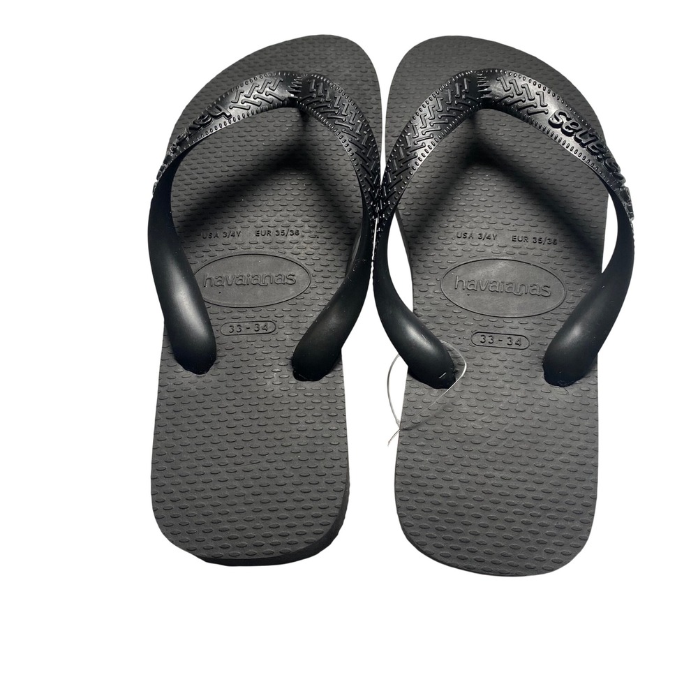 Havaianas Top Black Flip Flops Unisex Kids US Size 3/4Y‎ Sandals New With Tags